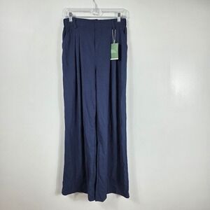 Halara Flex M Tall Womens Navy Blue Waffle Knit Wide Leg  Pants High Waist